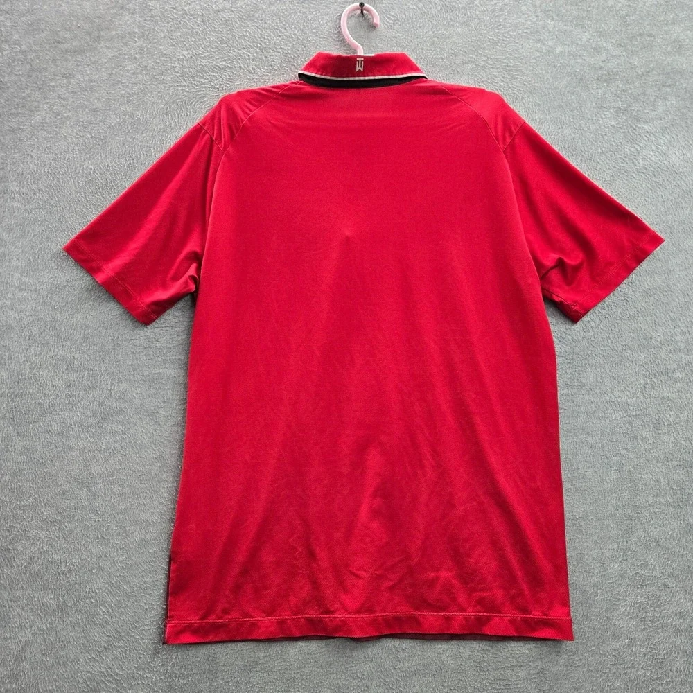 Nike Tiger Woods Men Polo M Red‎ Golf Collection Short Sleeve Polyester Y2K